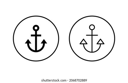 Anchor icons set. Anchor sign and symbol. Anchor marine icon.
