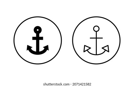 Anchor icons set. Anchor sign and symbol. Anchor marine icon.