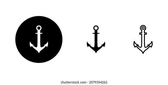 Anchor icons set. Anchor sign and symbol. Anchor marine icon.