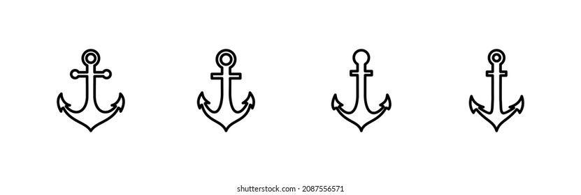 Anchor icons set. Anchor sign and symbol. Anchor marine icon.