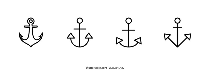 Anchor icons set. Anchor sign and symbol. Anchor marine icon.