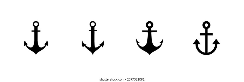 Anchor icons set. Anchor sign and symbol. Anchor marine icon.