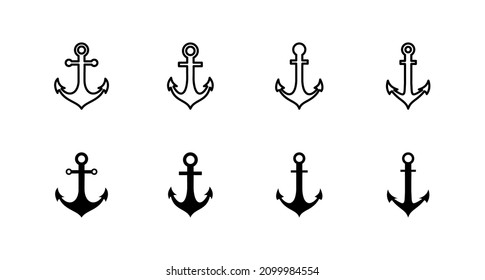Anchor icons set. Anchor sign and symbol. Anchor marine icon.
