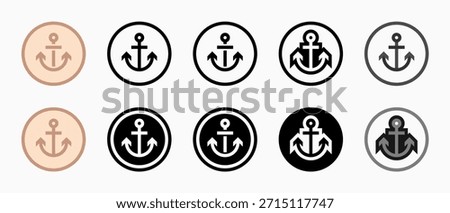 Anchor Icons: vector illustration of anchor icons with white background