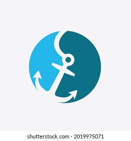 anchor illustration, icon for nautical field 