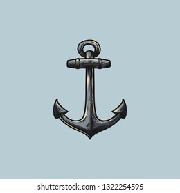 Anchor Illustration Logo Vector with color