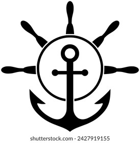 anchor illustration rope icon of chain logo ship vector nautical ocean or navy marine lifebuoy sea sailor badge heraldic sail boat captain maritime vessel shield adventure seafarer trident graphic