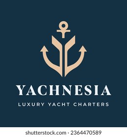 Anchor image that forms the letter Y. Modern, minimal and classy for a yacht rental logo.