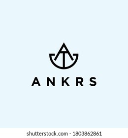anchor with initial letter a logo design vector silhouette illustration