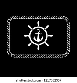 anchor inside the rudder emblem, label, badge. vintage stamp.package label. vector illustration.Anchor and wheel  icon