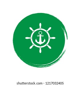 anchor inside the rudder emblem, label, badge. vintage stamp.package label. vector illustration.Anchor and wheel  icon