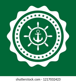 anchor inside the rudder emblem, label, badge. vintage stamp.package label. vector illustration.Anchor and wheel  icon