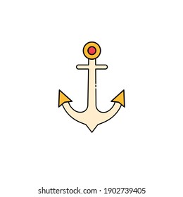 Anchor isolate icon on white background. Vector illustration in flat cartoon design. 