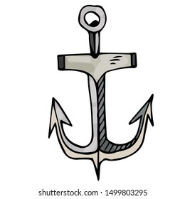 Anchor isolated and hand-drawn. Vector element for design on a marine theme.