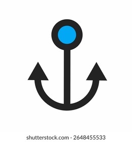 Anchor isolated icon. The anchor icon. An anchor is a device for holding a vessel in place. Vector illustration isolated on a white background for design and web.