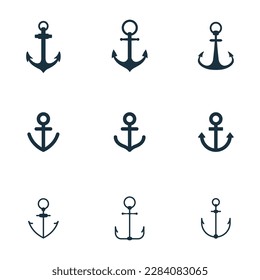 Anchor isolated icons set on white background