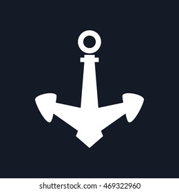 Anchor Isolated on Black Background, Ship Equipment, Vector Illustration 