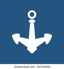 Anchor Isolated on Blue Background, Ship Equipment, Vector Illustration 