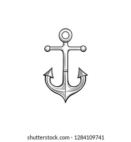 Anchor isolated on white background. Vector illustration for tattoo, web and label.