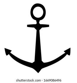Anchor isolated on white background in vector design. Graphic object. Logo design. Marine, ocean, vintage style
