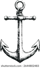 Anchor isolated on white background. Stpple Effect. 