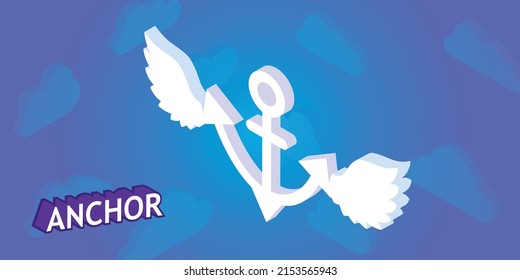 Anchor isometric design icon. Vector web illustration. 3d colorful concept