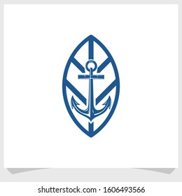 anchor and leaf icon logo design vector