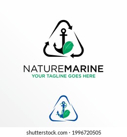 Anchor, Leaf, and triangle recycle image graphic icon logo design abstract concept vector stock. Can be used as a symbol related to reuse or sailor.