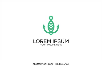 Anchor With Leaf Vector Logo Design Inspiration