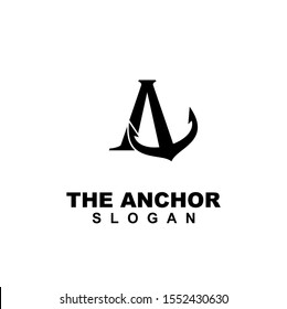 anchor with letter a for alpha modern logo icon design vector illustration