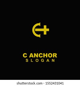 anchor with letter c gold modern logo icon design vector illustration