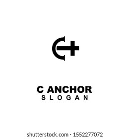 anchor with letter c modern logo icon design vector illustration