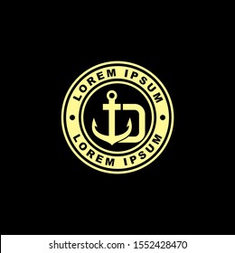 anchor with letter d circle emblem modern logo icon design vector illustration