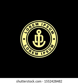 anchor with letter d circle emblem modern logo icon design vector illustration