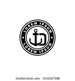 anchor with letter d emblem modern logo icon design vector illustration