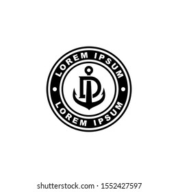 anchor with letter d emblem modern logo icon design vector illustration