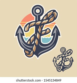 Anchor with Letter F in Vector Illustration