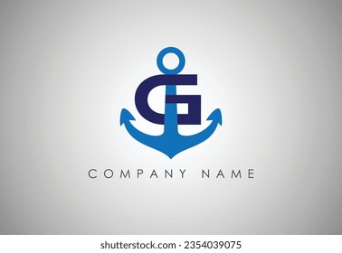 Anchor  Letter G logo icon design template. Business symbol or sign. Line anchor shield luxury logotype. Logo of yacht club, maritime. Vector illustration.