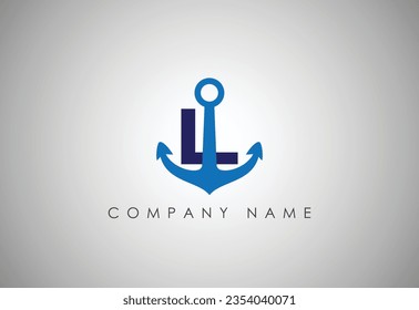 Anchor  Letter L logo icon design template. Business symbol or sign. Line anchor shield luxury logotype. Logo of yacht club, maritime. Vector illustration.