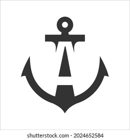 anchor with letter A in the middle, negative space logo style.