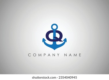 Anchor  Letter Q logo icon design template. Business symbol or sign. Line anchor shield luxury logotype. Logo of yacht club, maritime. Vector illustration.