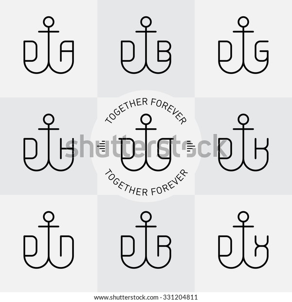 Anchor Letters Monograms Logotype Set Vector Stock Vector (Royalty Free
