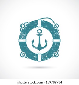 Anchor and lifebelt symbol - vector illustration