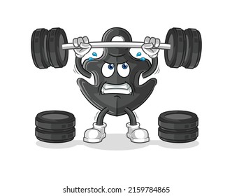 the anchor lifting the barbell character. cartoon mascot vector