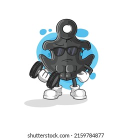 the anchor lifting dumbbell vector. cartoon character