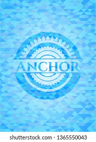 Anchor light blue emblem with triangle mosaic background
