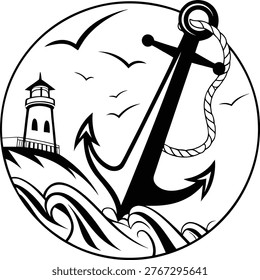 Anchor Lighthouse Ocean Waves Maritime Rope Sea Navigation Coast Sailing