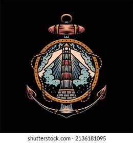 Lighthouse Tattoo Design Royalty Free Stock SVG Vector and Clip Art