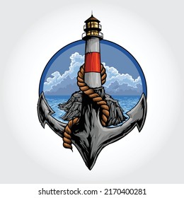 Anchor Lighthouse Vector Illustration.  Ideal for a wide range of uses.