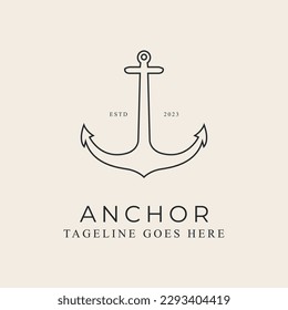 anchor line art logo design vector illustration